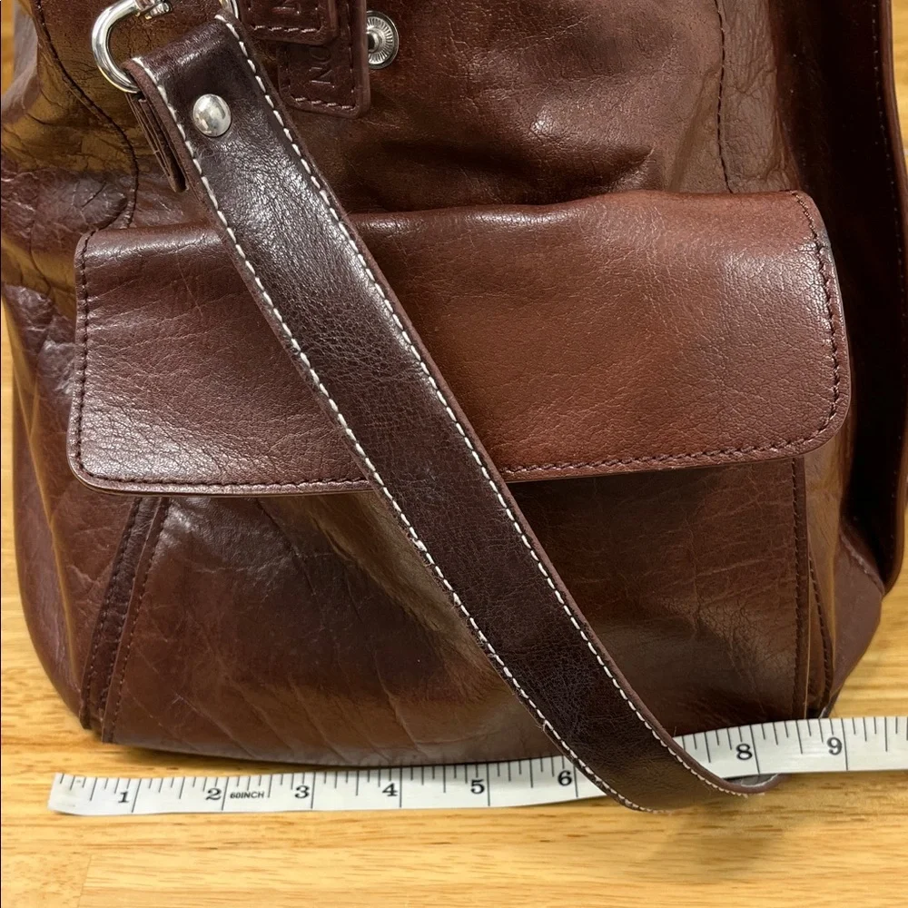 M London Large Classic Brown Leather Duffel Bag for Men